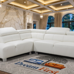 LIVORNO Genuine Leather Left Hand Facing Corner Sofa