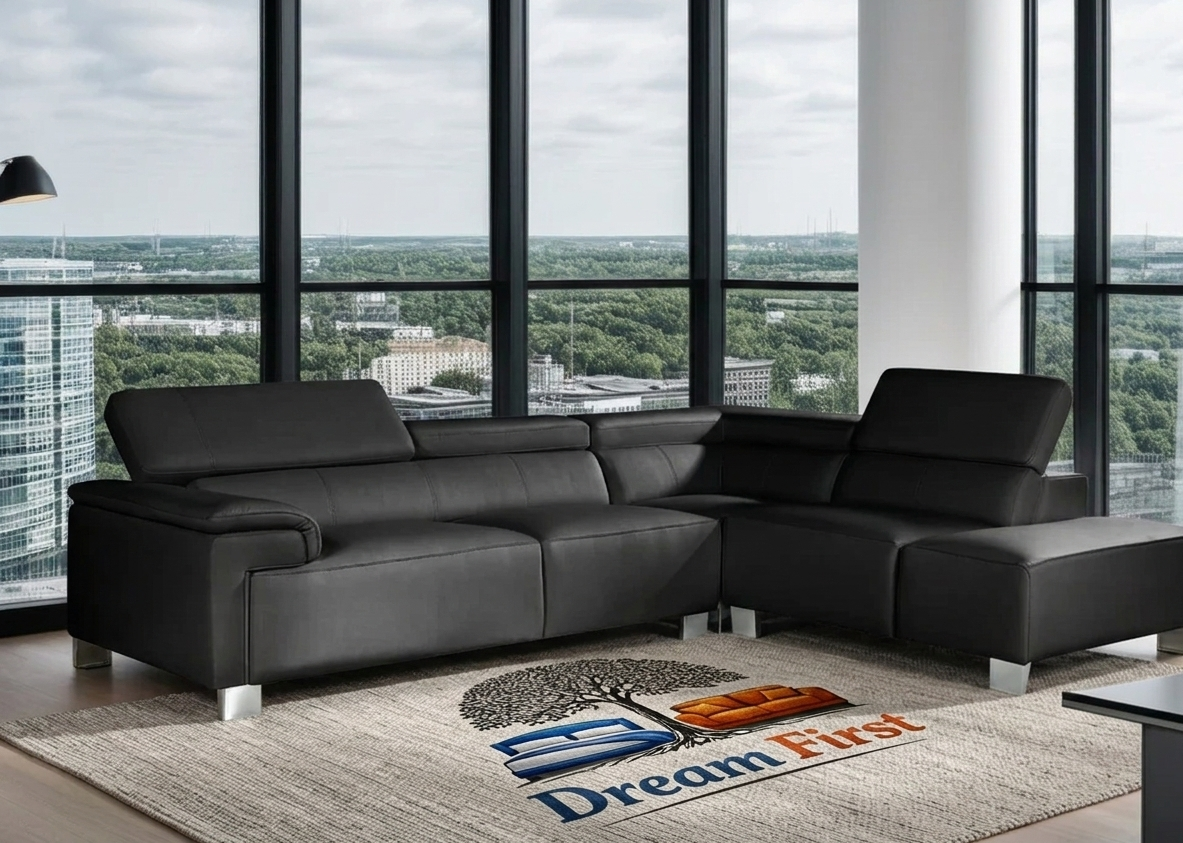 LIVORNO Genuine Leather Right Hand Facing Corner Sofa - Image 3