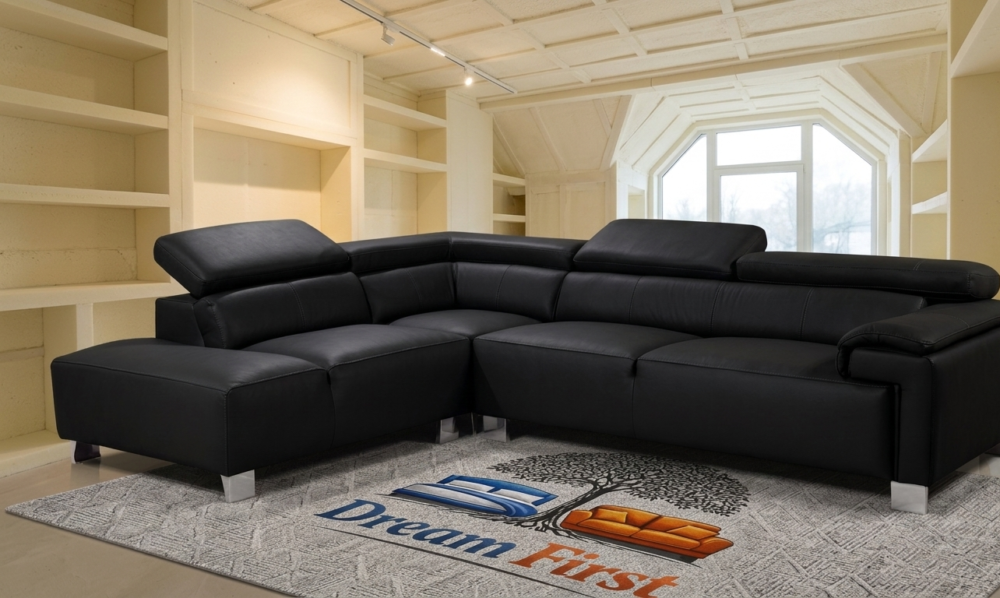LIVORNO Genuine Leather Left Hand Facing Corner Sofa – Dream First