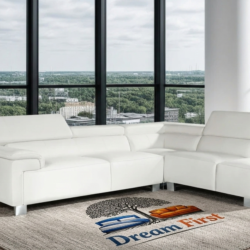 LIVORNO Genuine Leather Right Hand Facing Corner Sofa