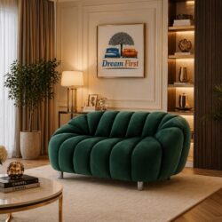 Rezzato Velvet Bottle Green 2 Seater Sofa