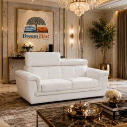 Genuine Leather White 2 Seater Sofa PORTLAND
