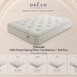 Cotswold 1000 Pocket Spring Pillow Top Mattress – Soft Feel