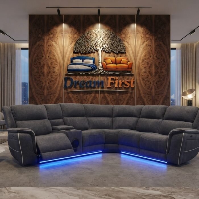 DreamFirst Hannah Music Electric Recliner Corner Sofa – Grey