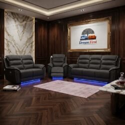 DreamFirst Milano Electric Recliner Sofa Set – Platinum Grey