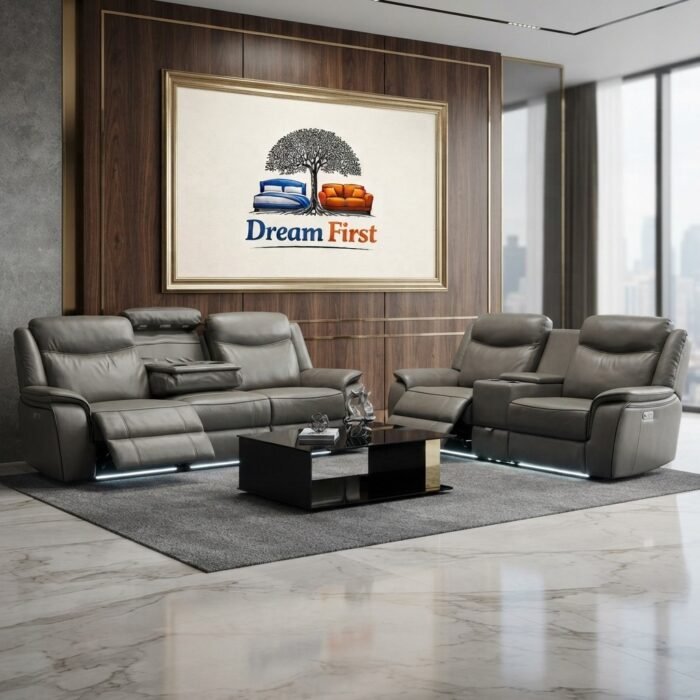 DreamFirst Prada Leather Electric Recliner Sofa Set – Smart Comfort & Modern Luxury