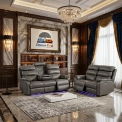 DreamFirst San Diego Electric Recliner Sofa – Black or Grey PU Leather